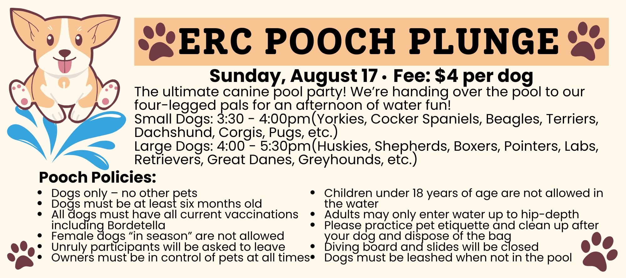 2025 ERC Pooch Plunge Info